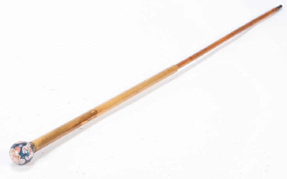 ASIAN BAMBOO CANE w/ IMARI PORCELAIN BALL HANDLE (1 of 2)