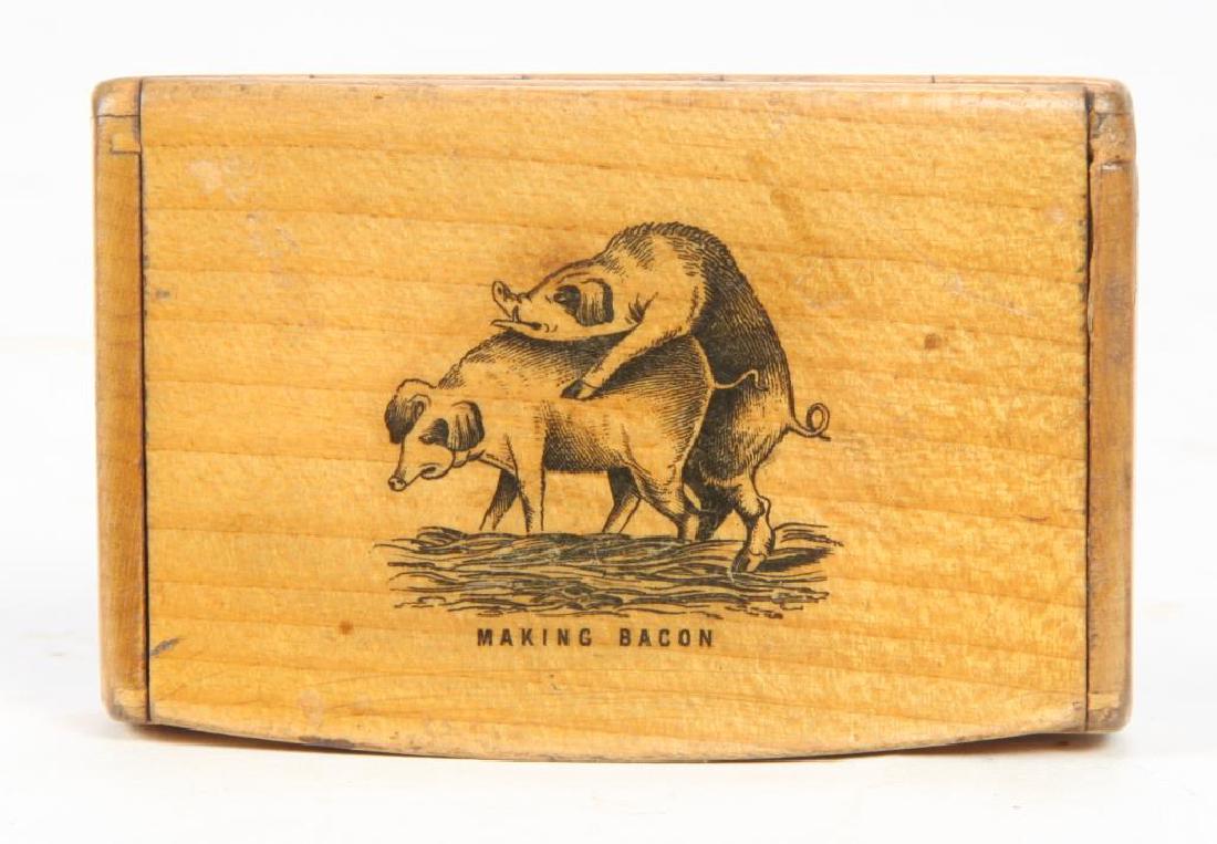 "MAKING BACON" WOODEN MATCH BOX (1 of 6)