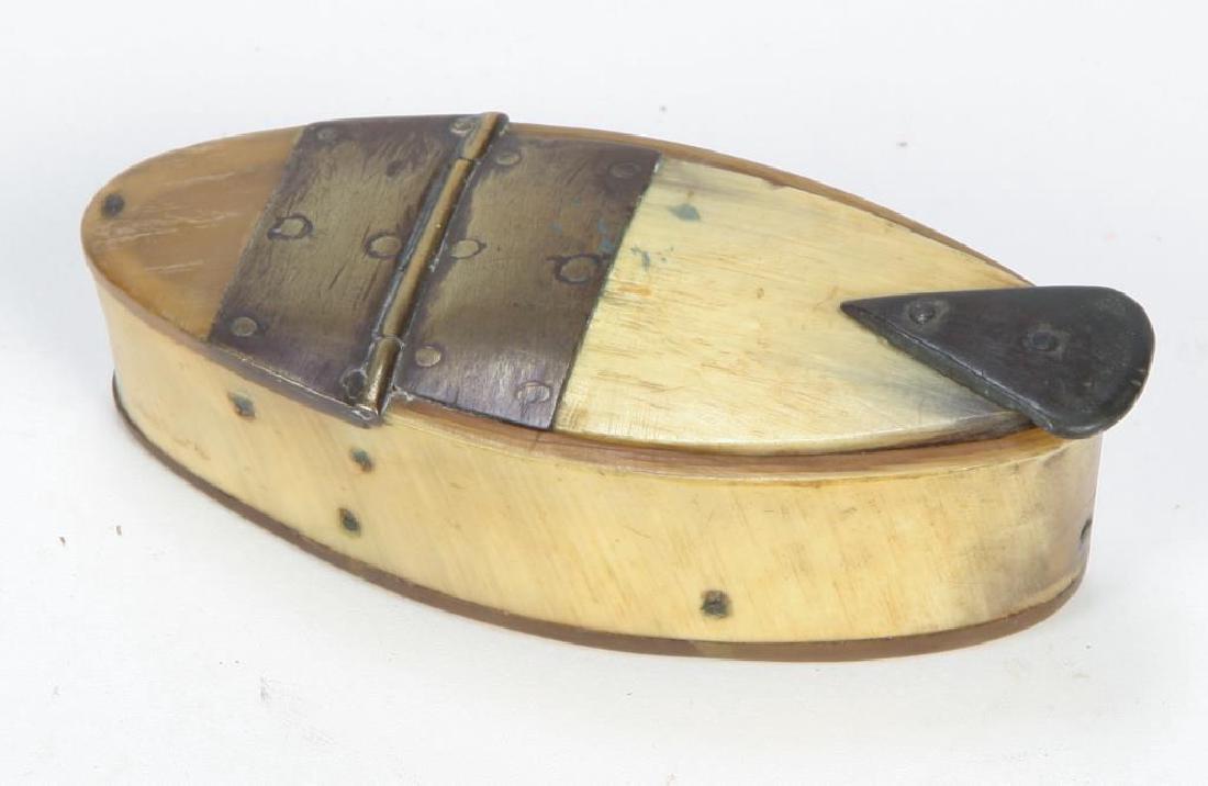 (19th c) HORN AND BRASS SNUFF BOX (1 of 6)