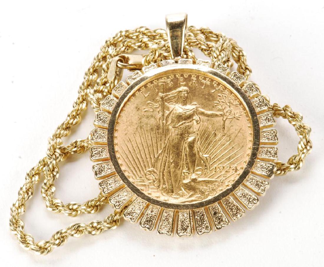 1924 SAINT GAUDENS $20 DOUBLE EAGLE ON 14k CHAIN (1 of 7)