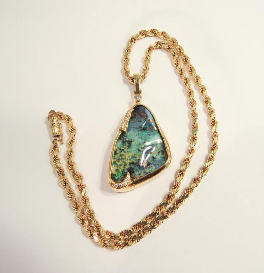 18K GOLD BOULDER OPAL PENDANT ON 14K CHAIN (1 of 4)