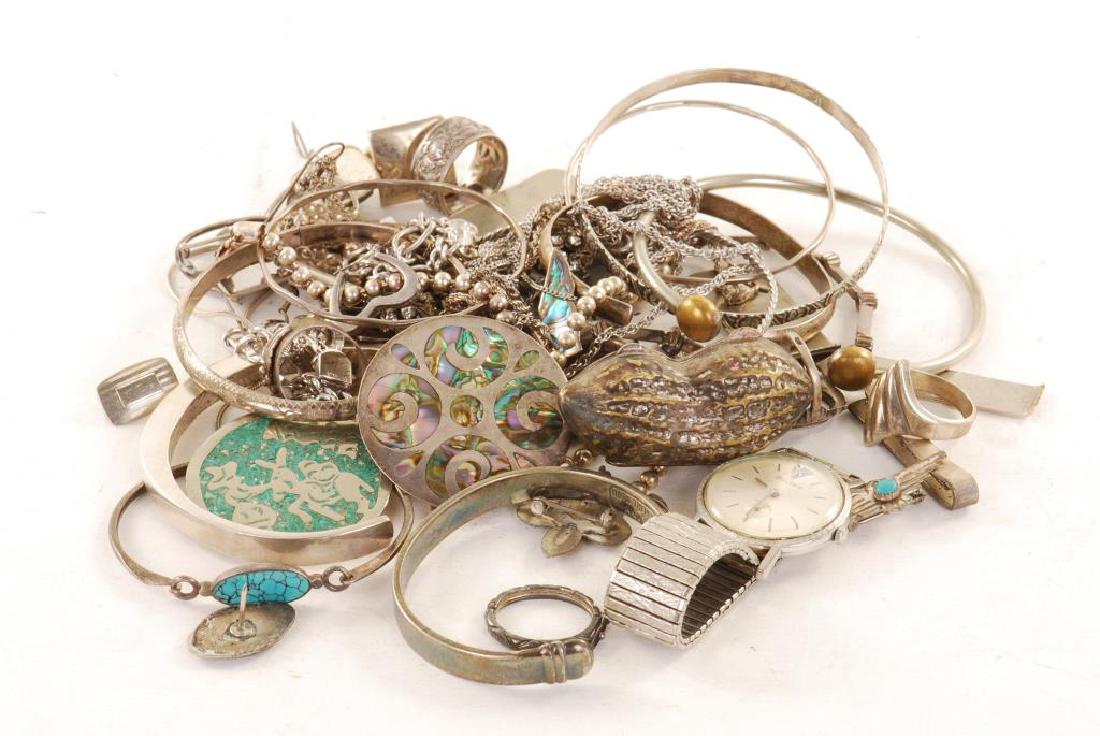 LARGE DISCOVORY LOT OF SILVER JEWELRY (1 of 4)