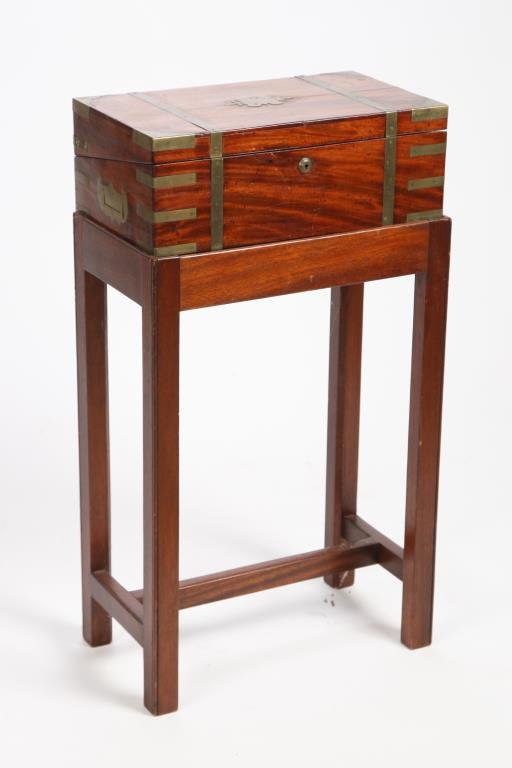 BRASS BOUND LAP DESK ON STAND (1 of 6)