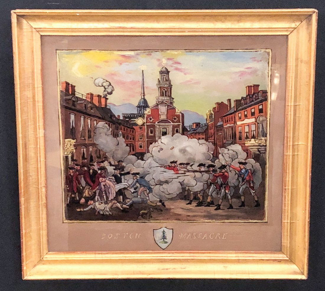\"BOSTON MASSACRE\" REVERSE PAINTING ON GLASS (1 of 5)
