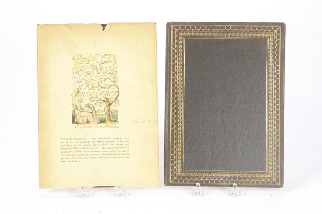 (2) SONGS OF INNOCENCE by WILLIAM BLAKE 1926: This edition of Blake's "Song's of Innocence" is reproduced from a copy in the British Museum has been printed and made in Great Britain, and was first publiched in teh year 1926 by Minton, Balch & Co