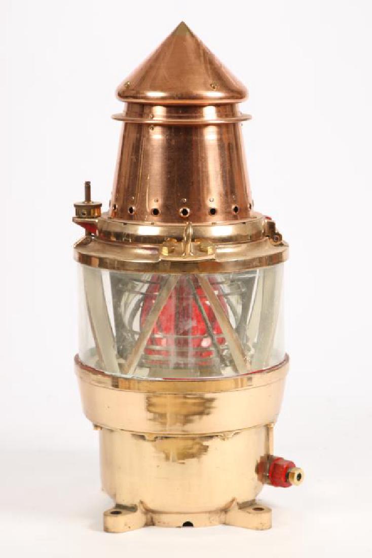 LARGE SOLID BRASS & COPPER CHANNEL MARKER LAMP (1 of 5)