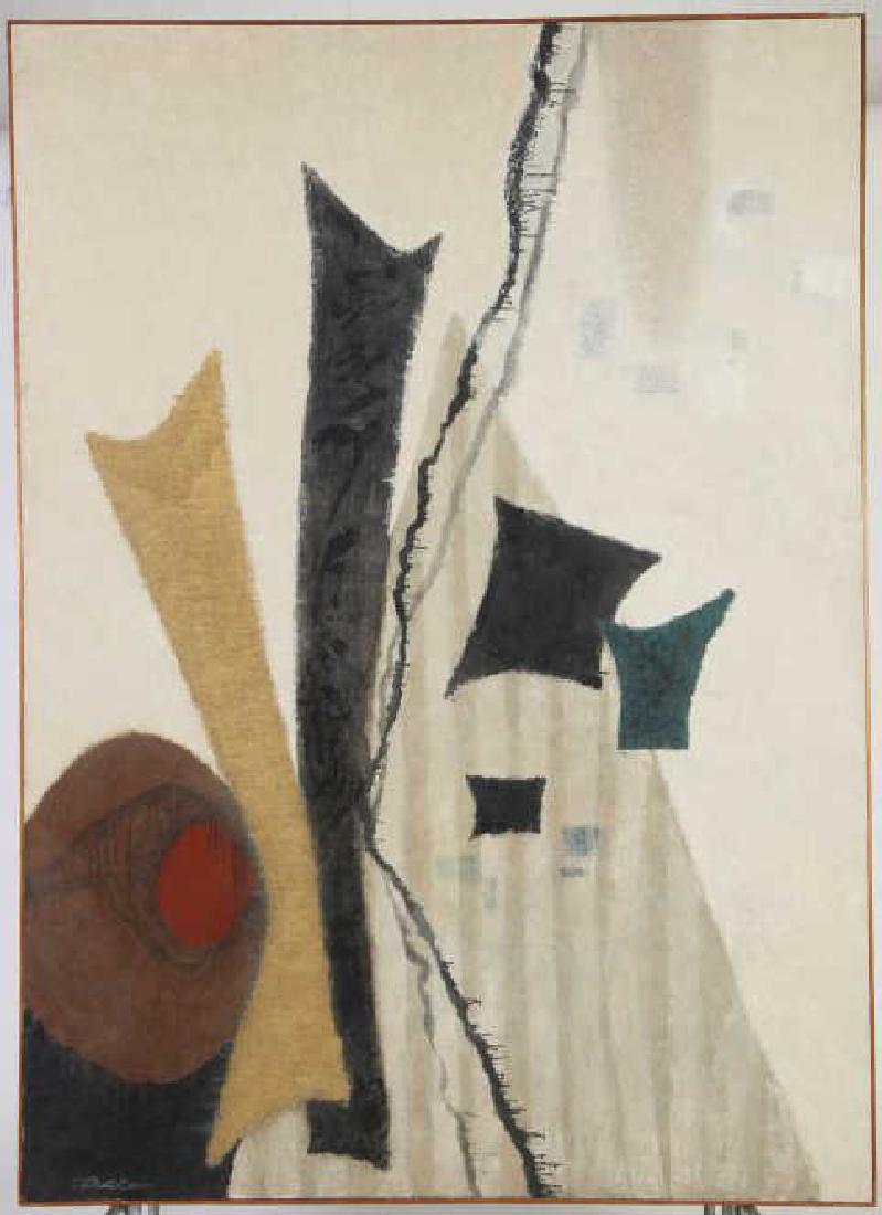 TETSUO OCHIKUBO (1923-1975): "Perlude 4" (sic) oil on canvas 72 x 51 1/2 inches. signed. framed 72 1/2 x 52 inches (overall). Krasner Gallery Madison Avenue New York label verso.