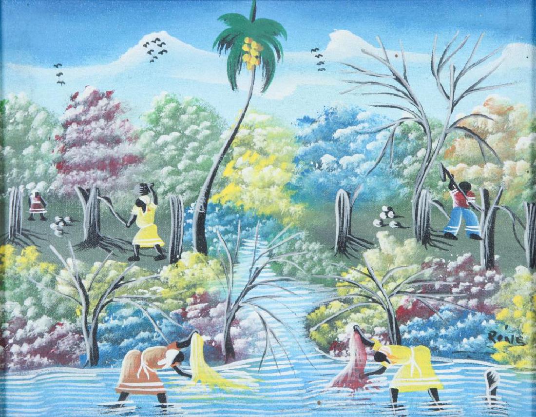 HAITIAN SCHOOL (20th c) "Choirs" oil on board 7 1/2 x 9 (1 of 3)