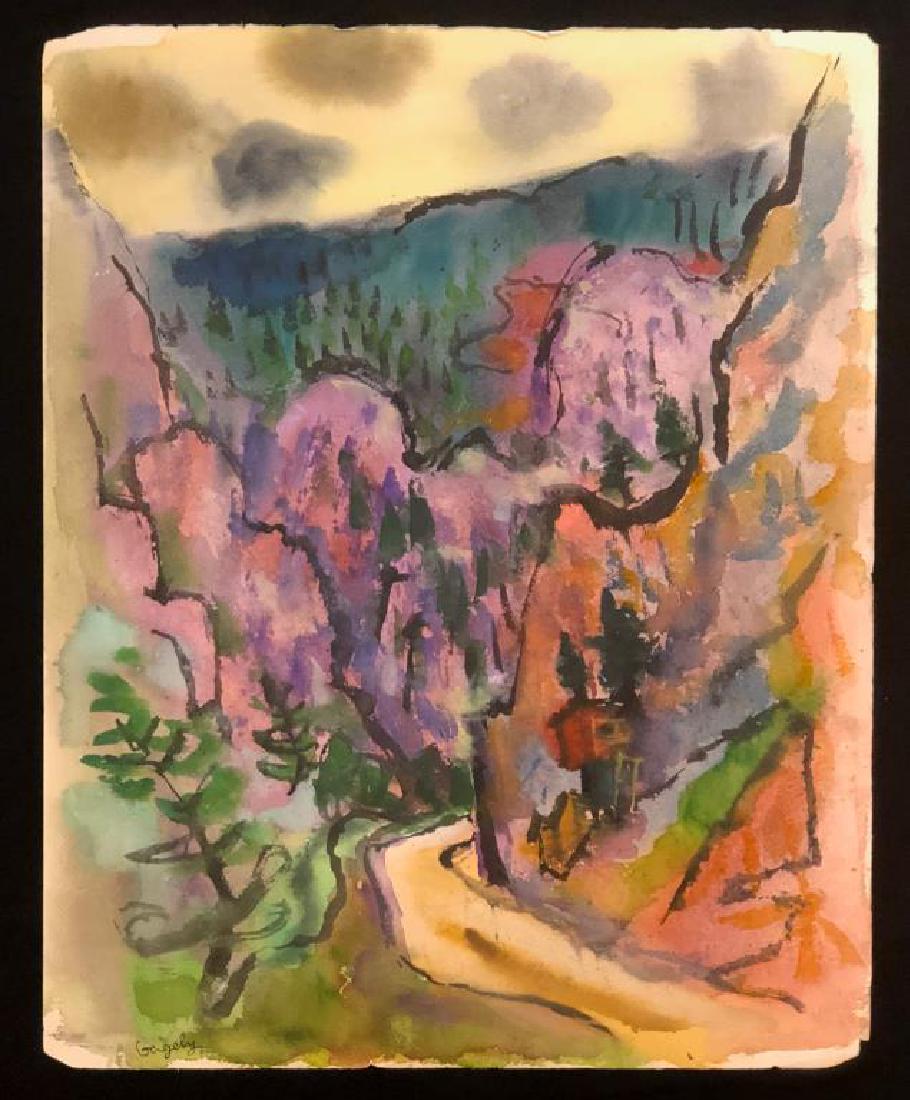 TIBOR GERGELY (1900-1978) "Landscape" watercolor 22 x (1 of 5)