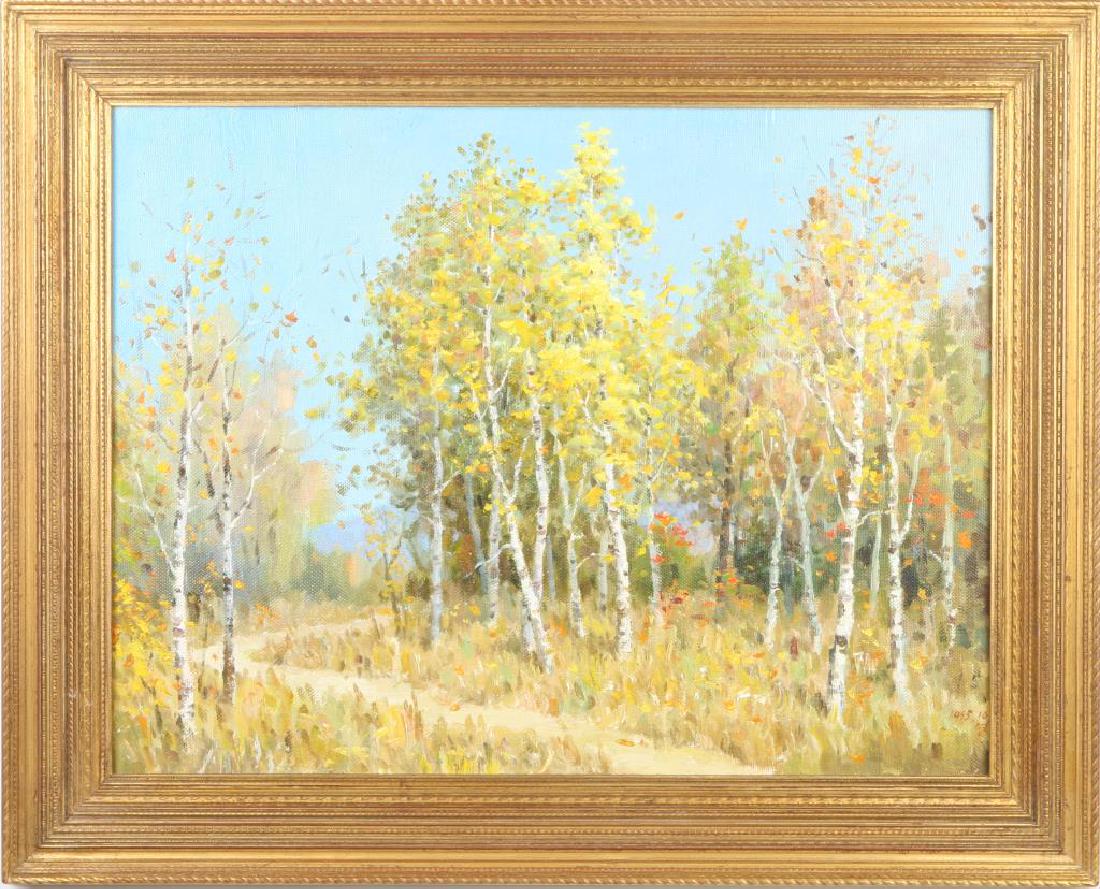 AMERICAN SCHOOL (20th / 21st c) Landscape "Birch Lined (1 of 3)