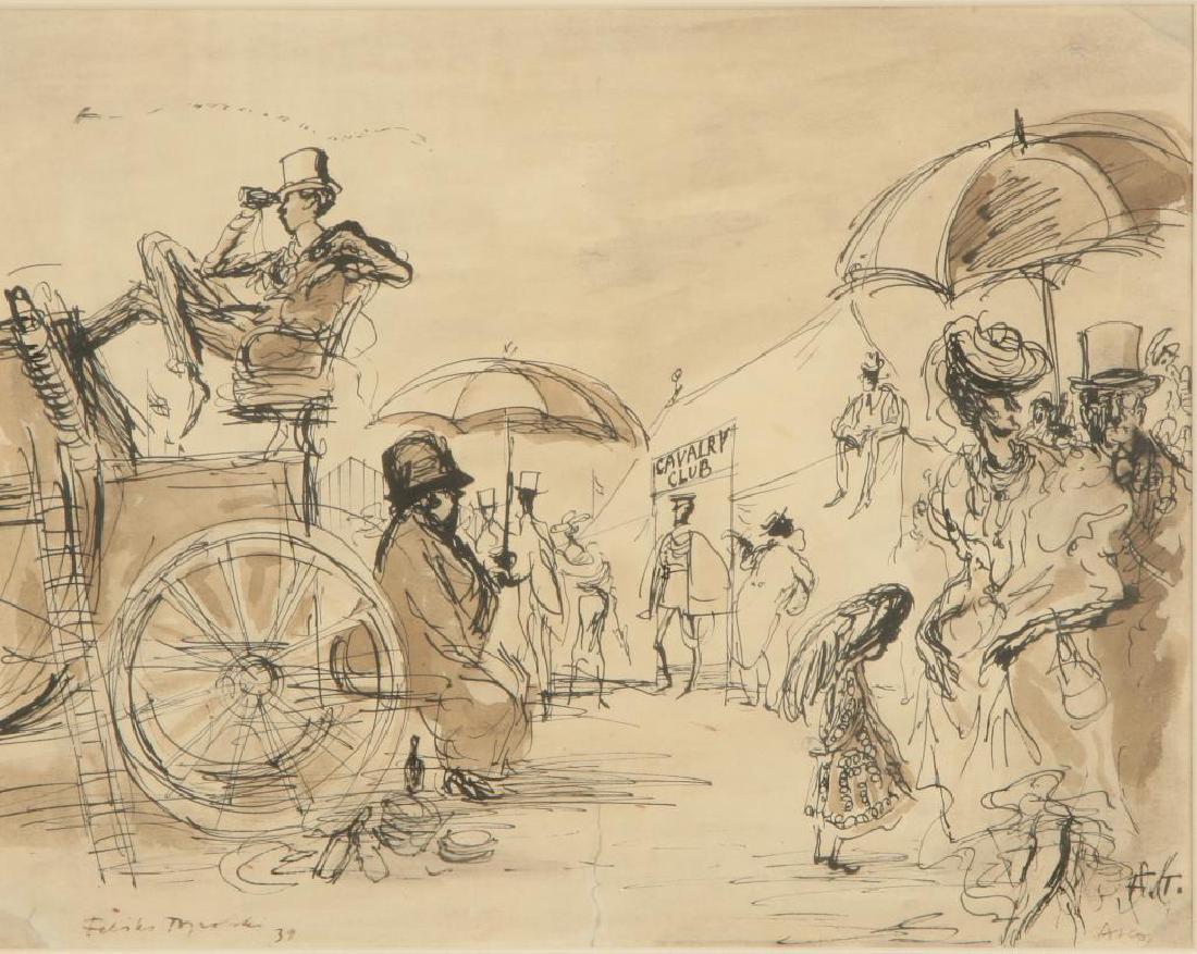 BRITISH SCHOOL (20th c) "Cavalry Club" ink and wash 12 (1 of 7)