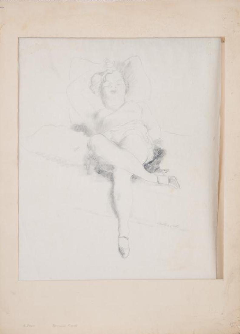 ALEXANDER BROOK (1898 - 1980) "Reclining Figure" pencil: "Reclining Figure" pencil 16 x 13 inches.signed. matted. 22 x 15 1/2 inches (overall)