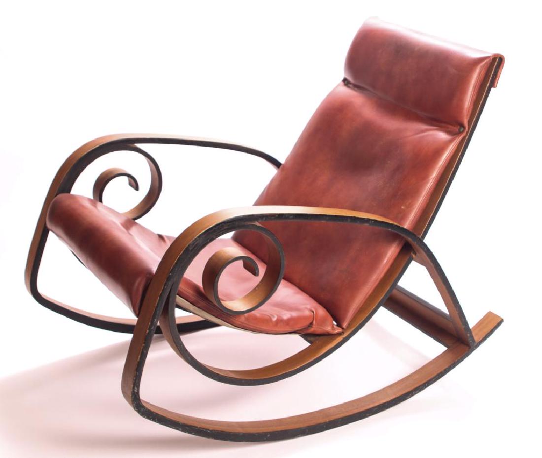 GEORGE MULHOUSER BENT WOOD ROCKER FOR PLYCRAFT 31 1/2 x: 31 1/2 x 27 x 40 inches.