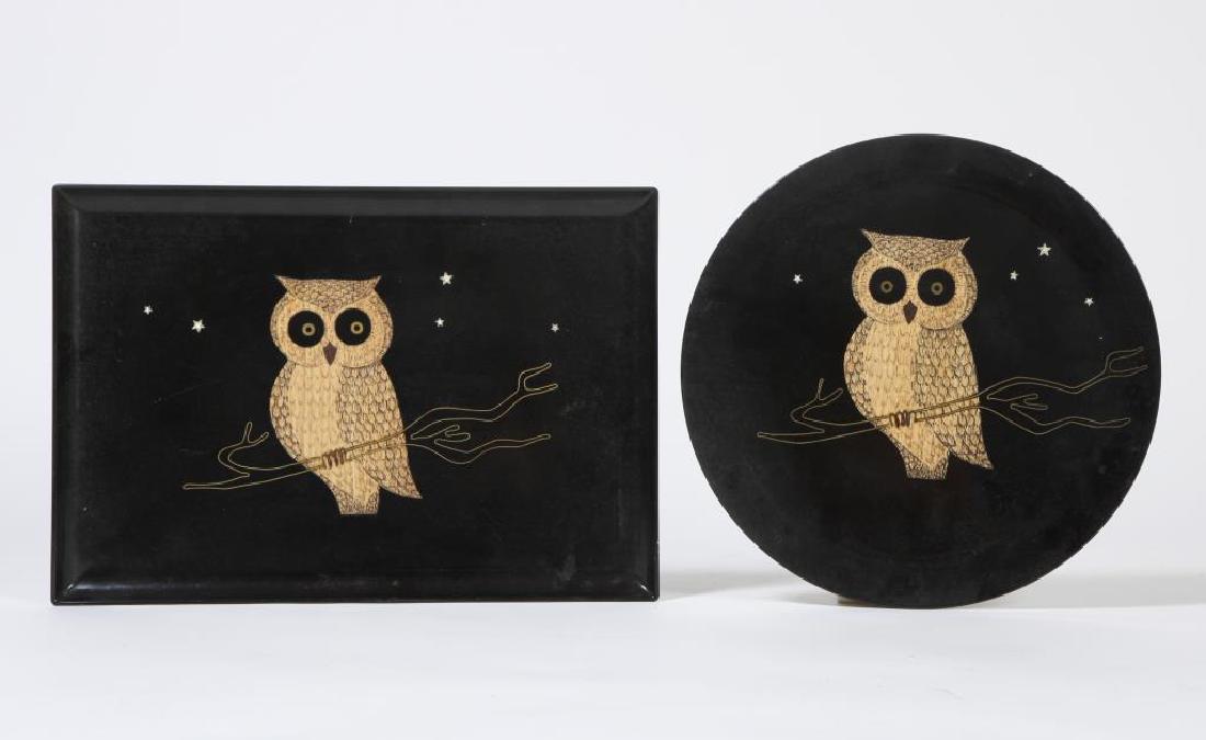 (2) MID-CENTURY MODERN COUROC SERVING TRAYS "Owls" (1 of 5)
