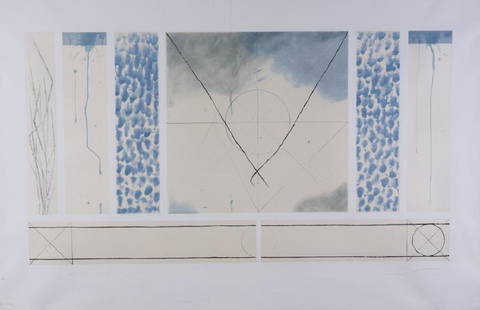 SHOICHI IDA (1941-2006) "Between Air and Water No. 8": "Between Air and Water No. 8" color soft groud, spit bite aquatint, drypoint on gampi chine collé. 43 x 66 inches. framed. 47 x 70 inches (overall) Note: This print is in the collection of the de You