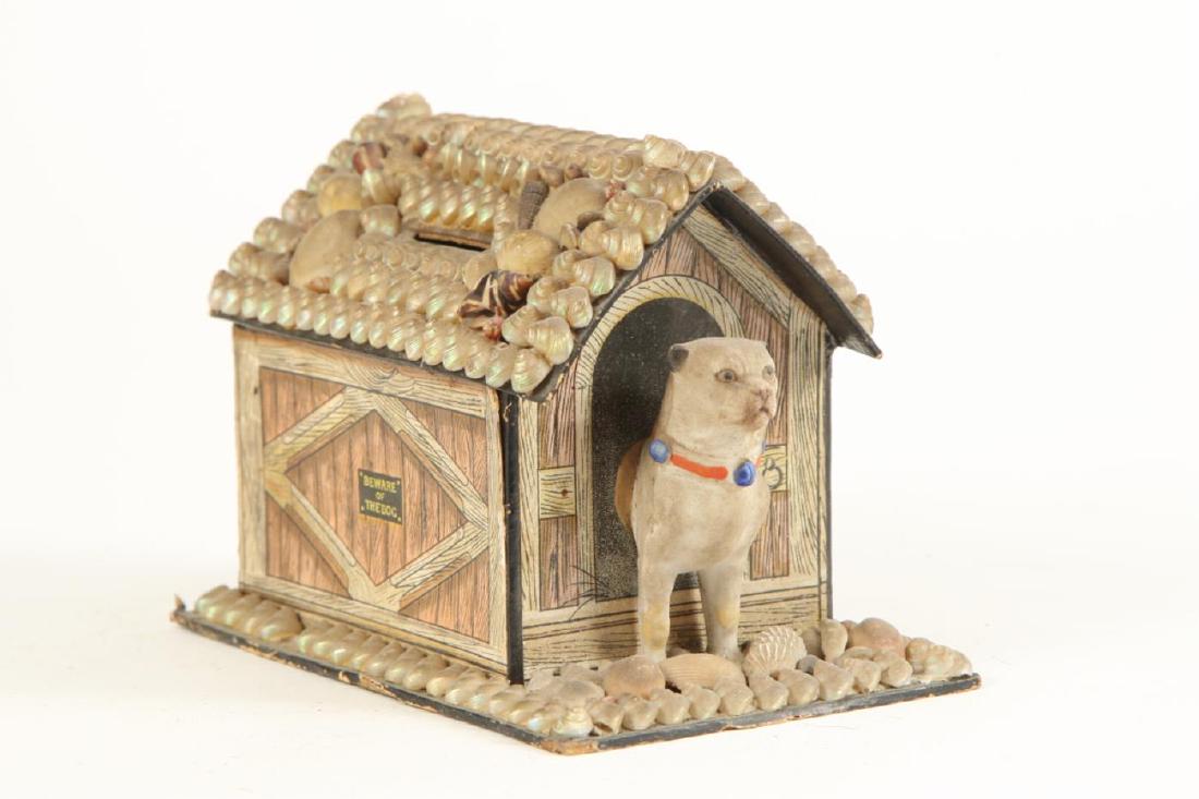 VINTAGE NOVELTY LITHO DOG HOUSE BANK (1 of 5)