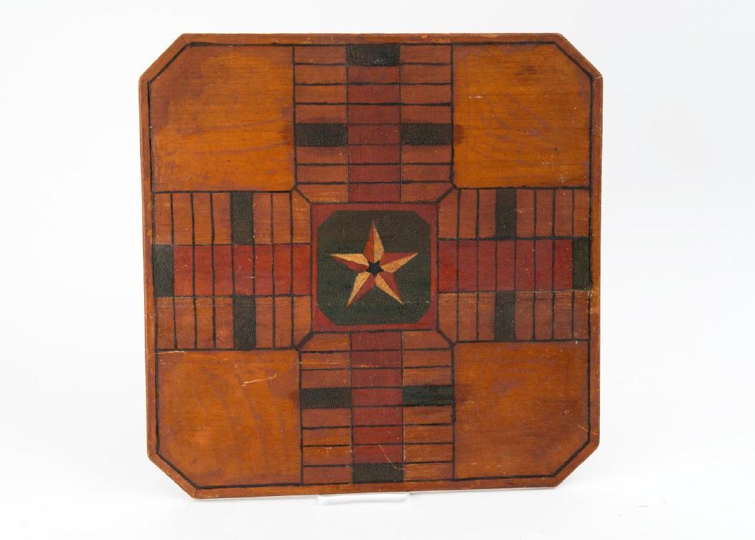 PAINTED PARCHEESI BOARD IN OLD POLYCHROME PAINT (1 of 4)