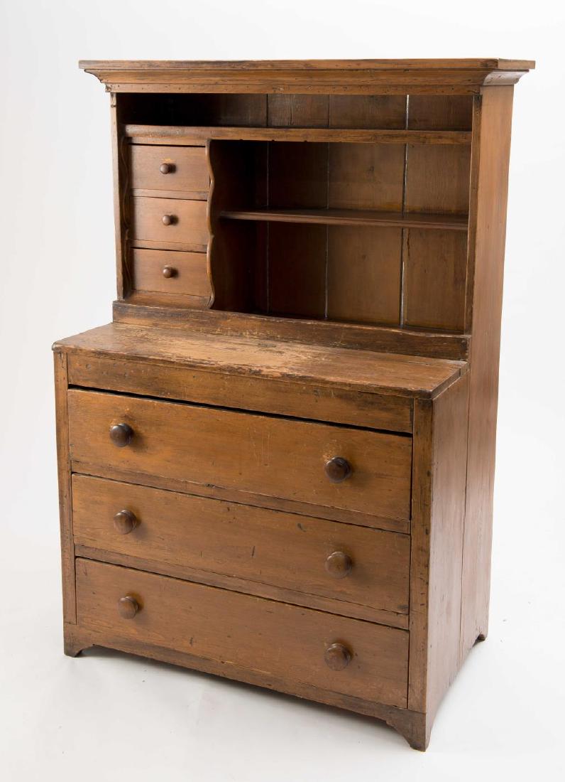 PINE (3) DRAWER SECRETARY & BOOKCASE (1 of 5)