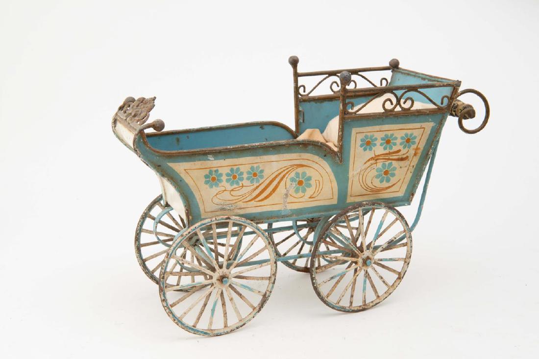 TIN PAINTED DOLL CARRIAGE (1 of 7)