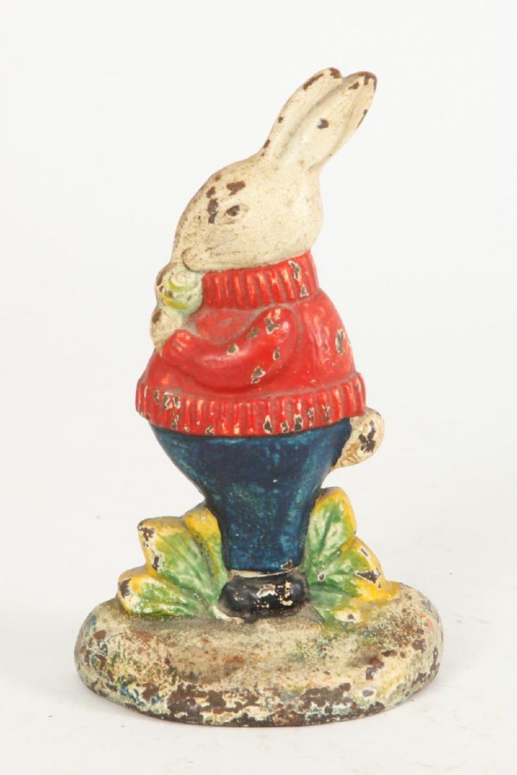 CAST IRON RABBIT IN SWEATER DOORSTOP (1 of 2)