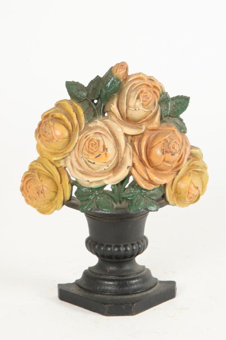 CAST IRON YELLOW ROSE BOUQUET DOORSTOP (1 of 4)