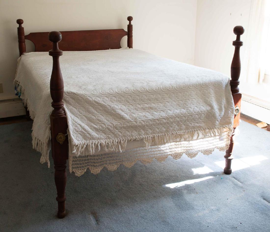 19TH C. TURNED BEDSTEAD IN OLD RED PAINT (1 of 4)