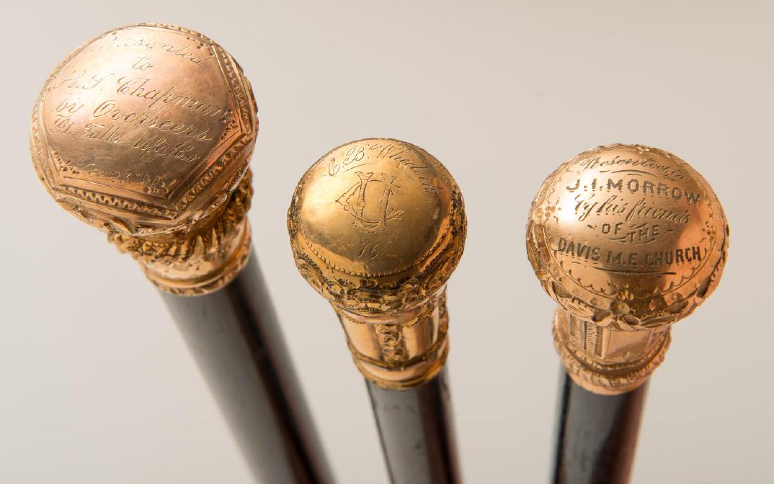 THREE (3) VICTORIAN GF PRESENTATION CANES (1 of 2)