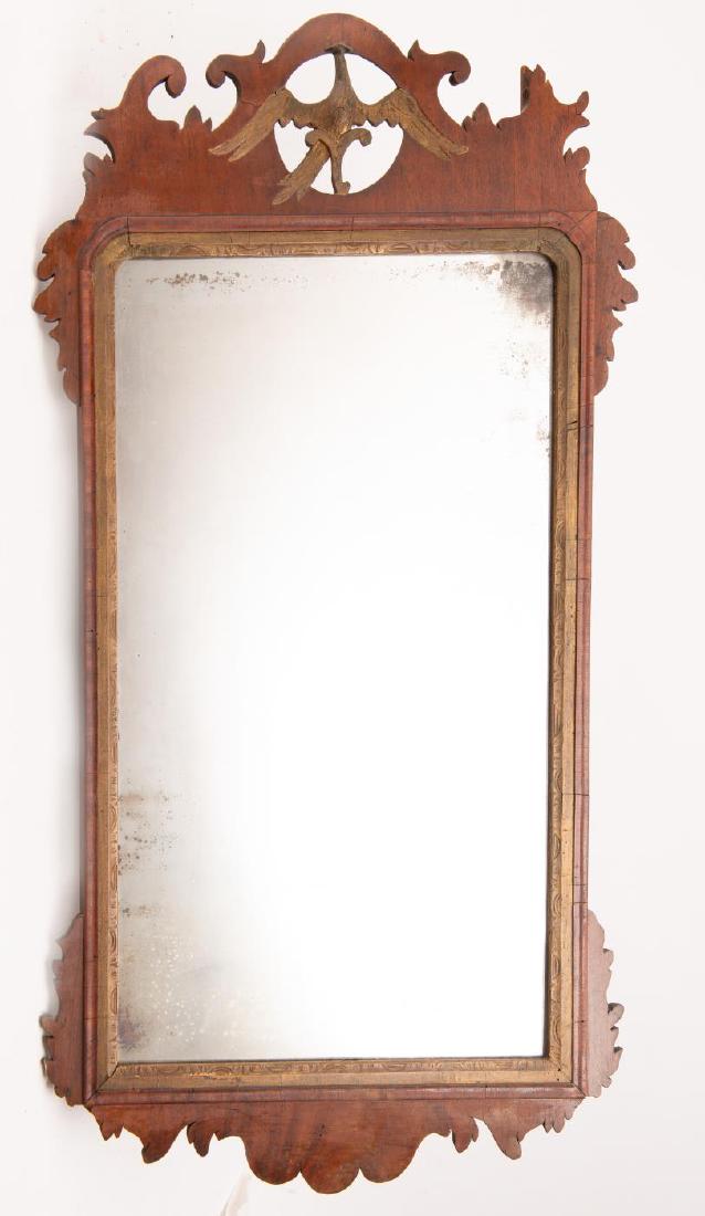 CHIPPENDALE MAHOGANY MIRROR WITH GILT PHOENIX (1 of 2)