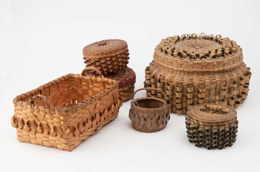 SIX (6) VICTORIAN SWEET GRASS BASKETS (1 of 3)