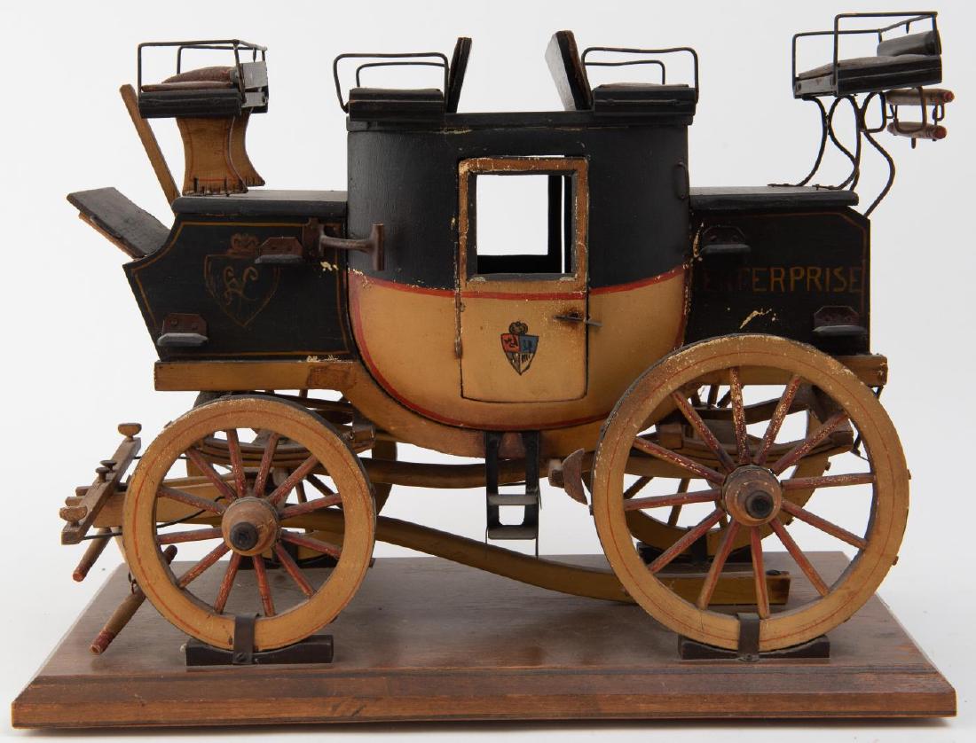 SCALE PAINTED WOODEN MODEL OF COACH ON STAND (1 of 9)