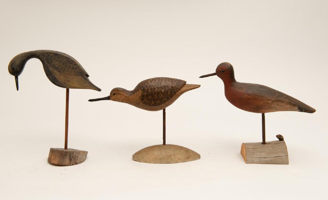 THREE CARVED AND PAINTED SHOREBIRDS - 2 SIGNED (1 of 6)