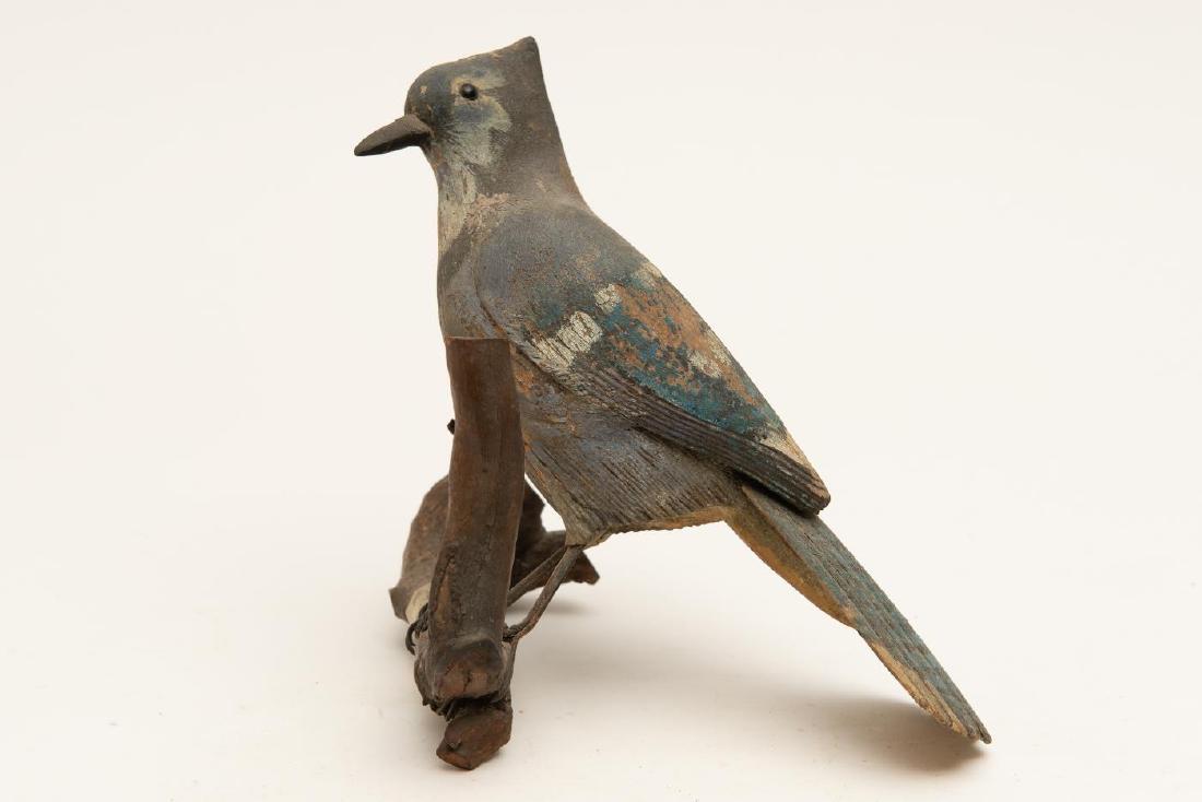 CARVED AND PAINTED BLUE JAY IN OLD PAINT (1 of 5)