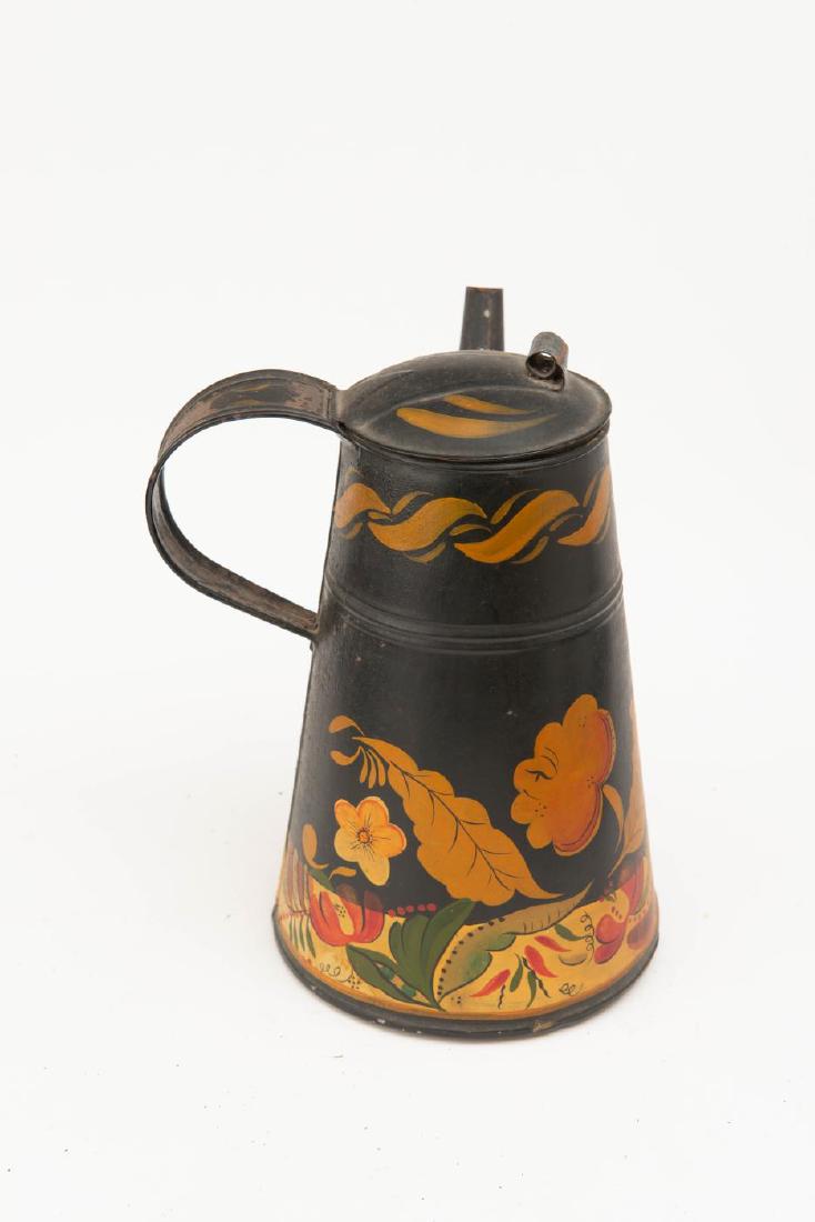 VIBRANTLY DECORATED TOLEWARE COFFEE POT (1 of 6)