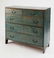 EARLY 19TH C. PINE CHEST IN OLD BLUE PAINT