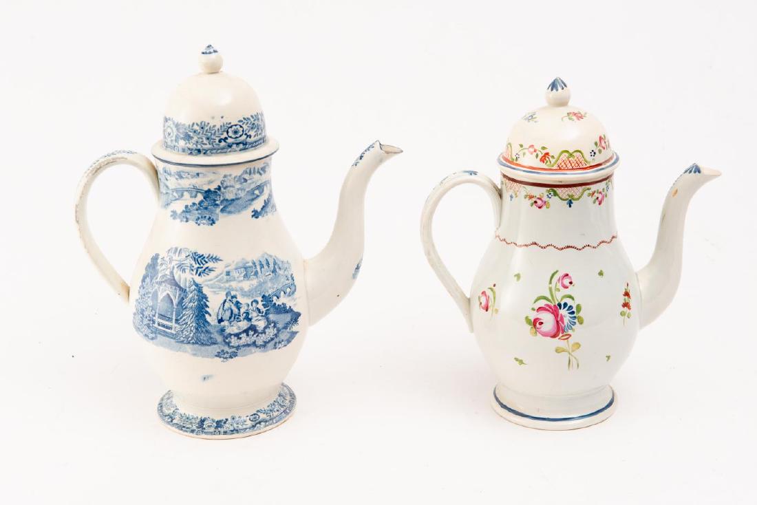 2 BALUSTER FORM ENGLISH PEARLWARE TEAPOTS W/LIDS (1 of 3)
