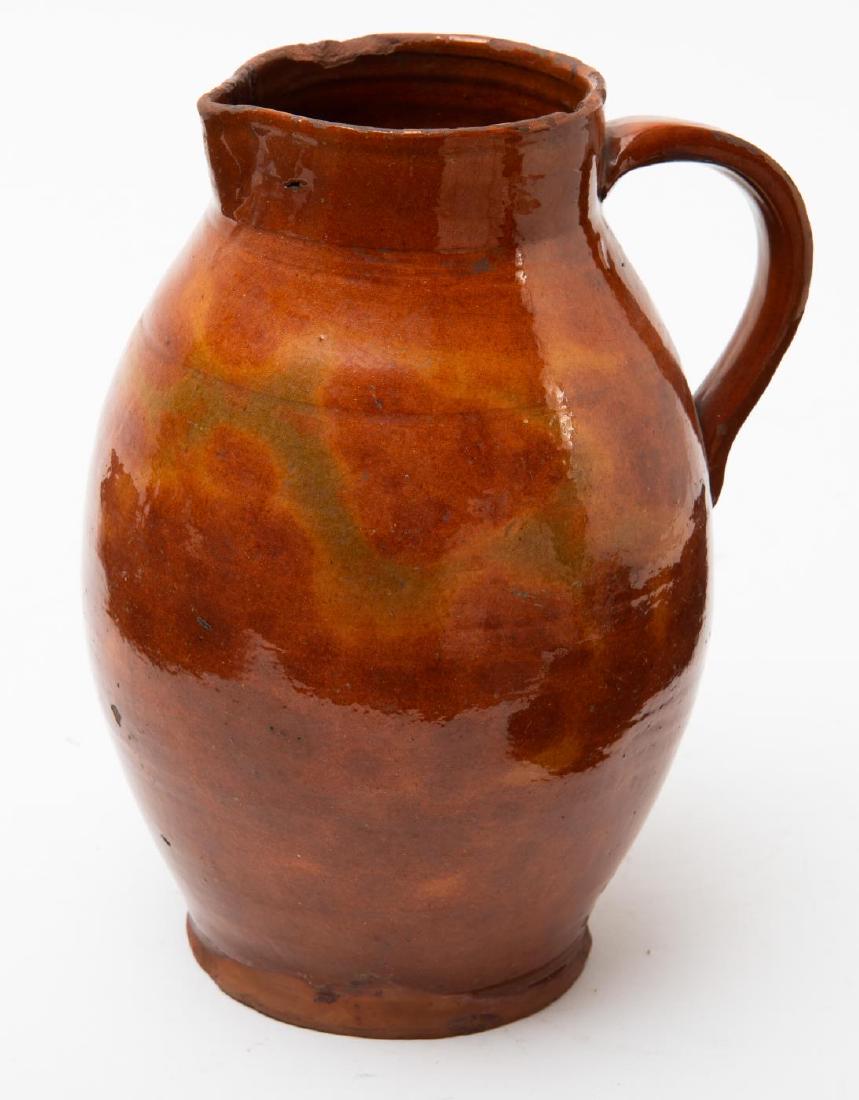 REDWARE PITCHER with FABULOUS GLAZES (1 of 3)
