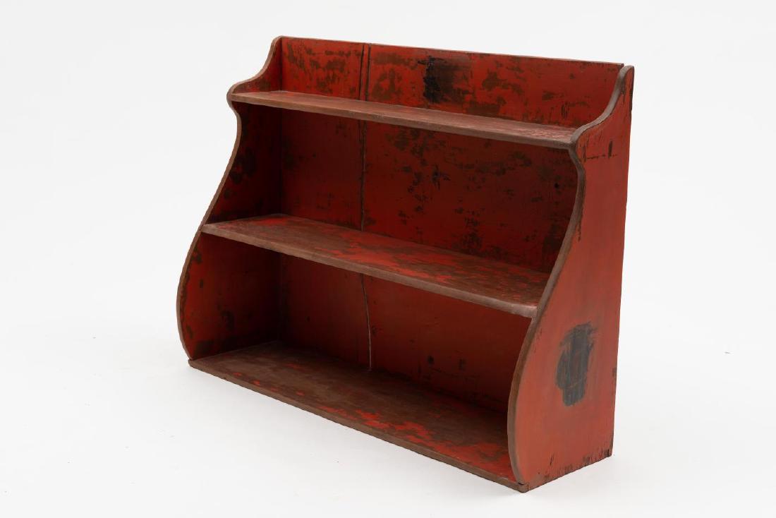 SMALL SCROLL SIDED HANDING SHELF IN RED PAINT (1 of 6)