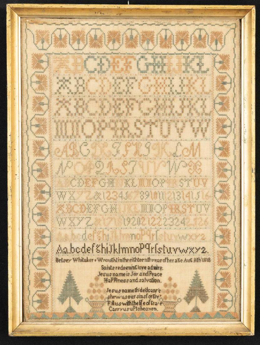 NEEDLEWORK SAMPLER BETSEY WHITAKER 1818 (1 of 2)