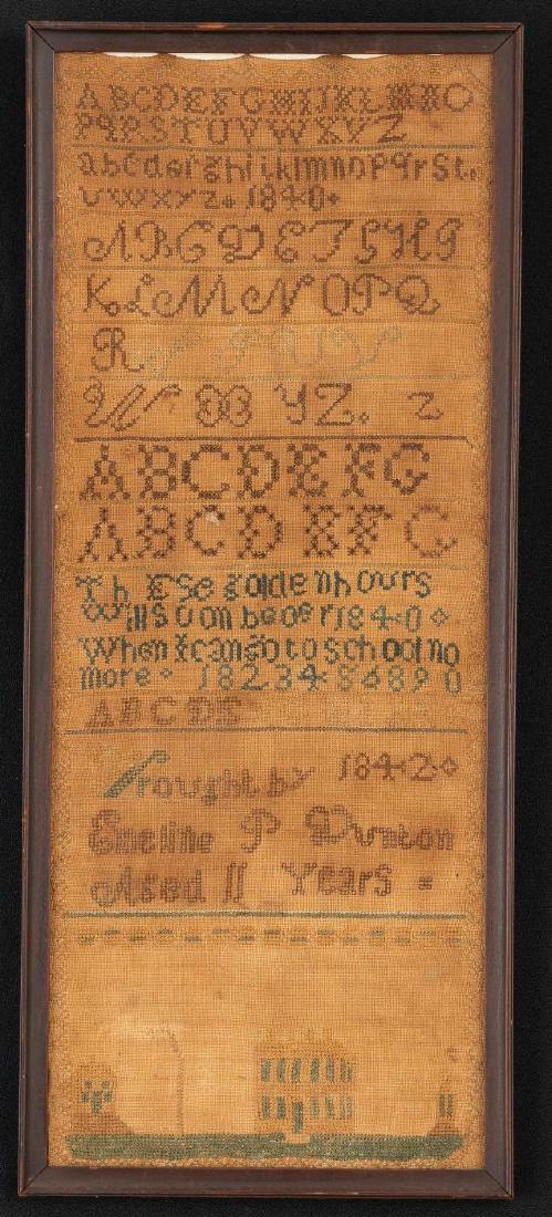 NEEDLEWORK SAMPLER EMILINE DUNTON 1842 (1 of 2)