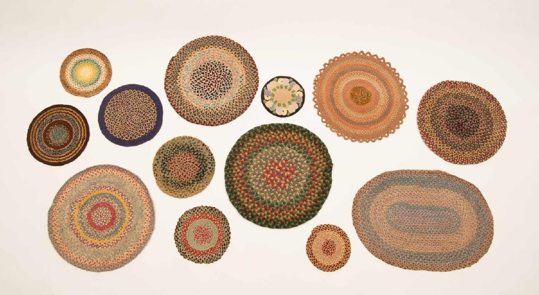 LOT OF THIRTEEN (13) 20th (c) BRAIDED TABLE MATS (1 of 4)