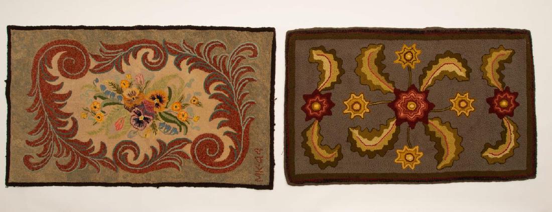 TWO (2) HOOKED SCATTER MATS WITH FLORAL MOTIF, 20t (1 of 6)