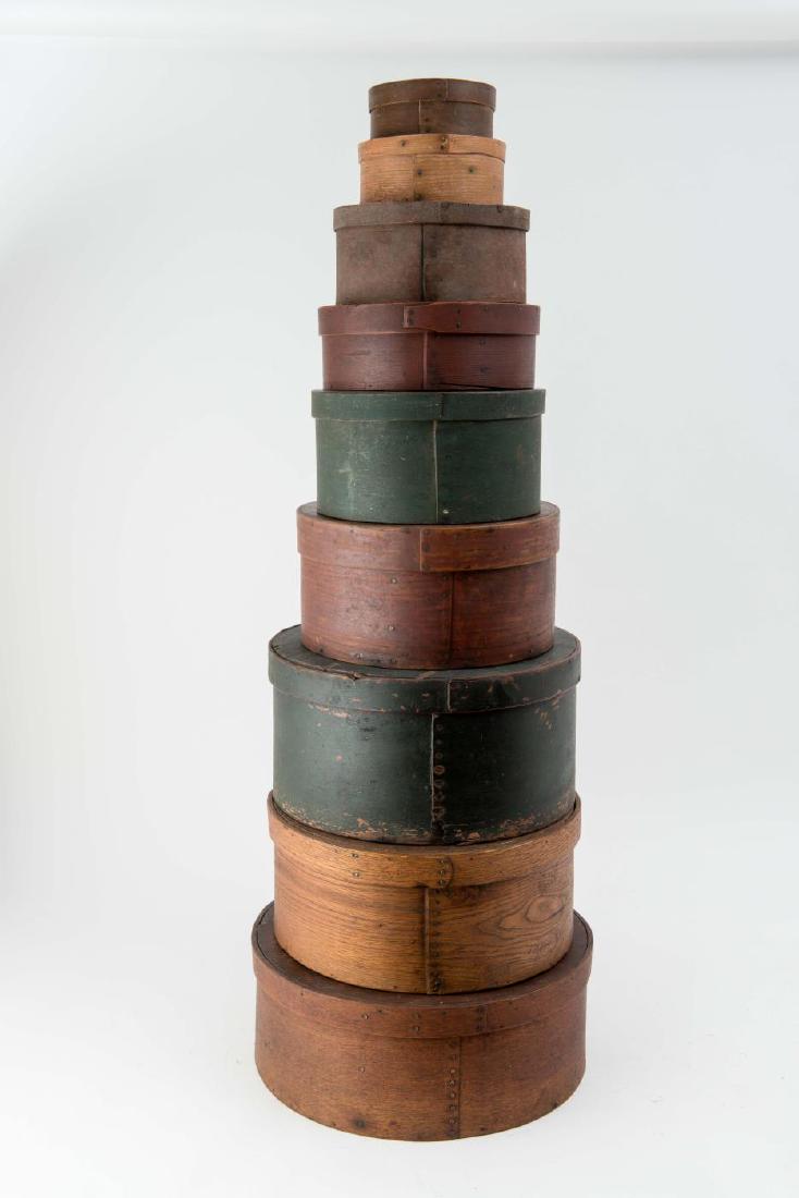 NINE GRADUATED PAINTED BENTWOOD PANTRY BOXES (1 of 15)