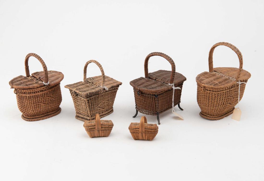 SIX (6) VICTORIAN SWING LID CHILDRENS BASKETS (1 of 4)