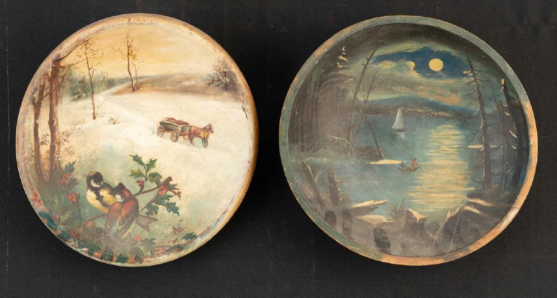 PAIR OF PAINTED TURNED BOWLS (1 of 4)