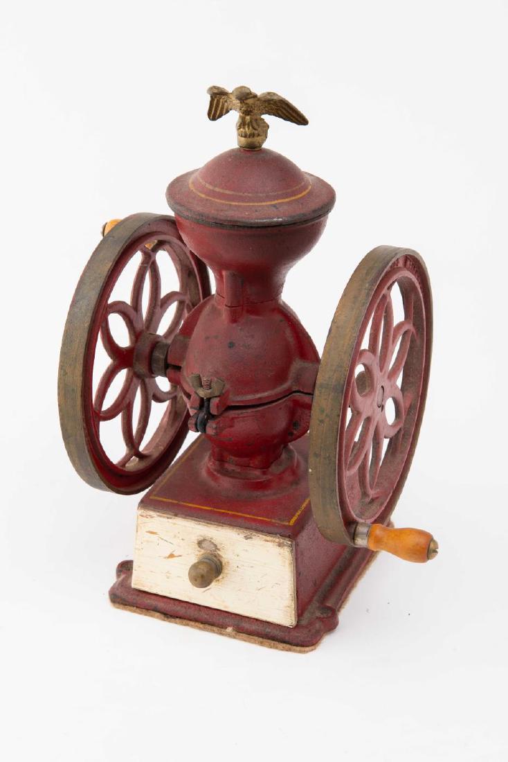 CAST IRON COFFEE GRINDER IN RED PAINT (1 of 5)