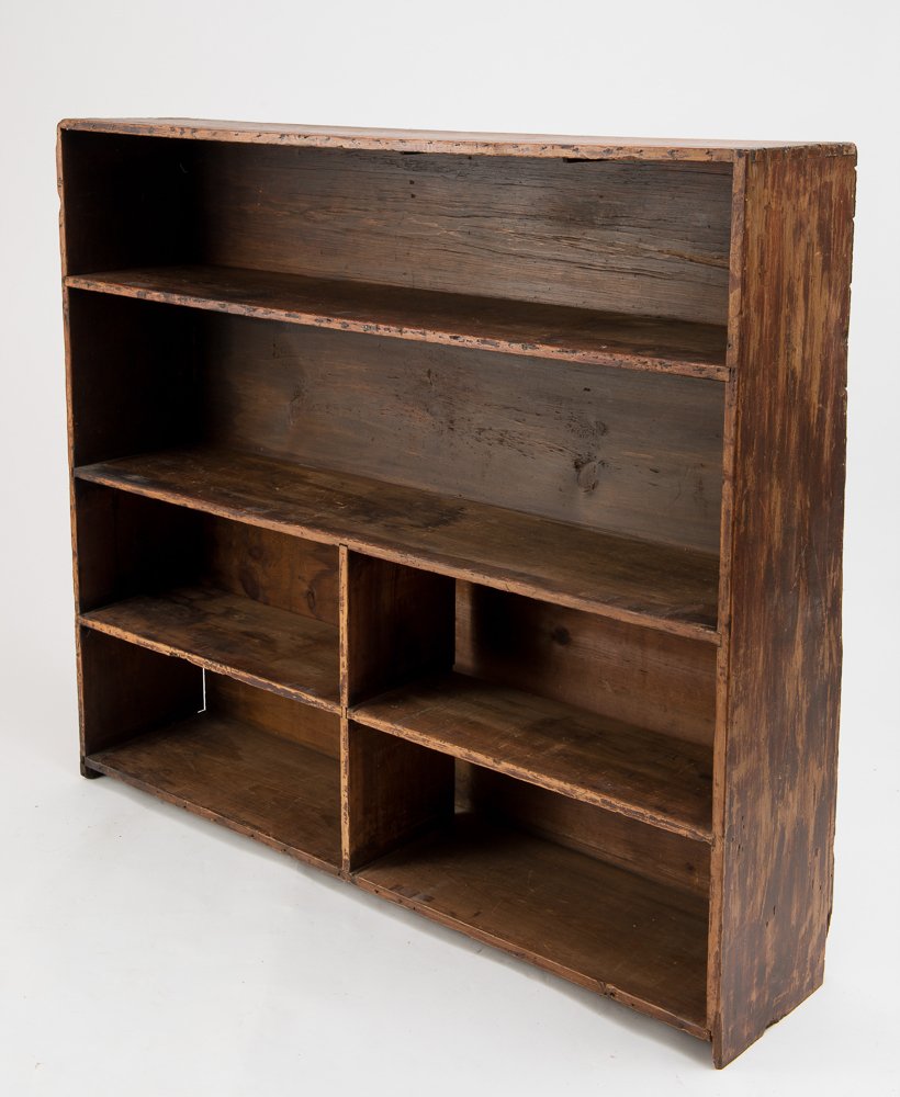 19TH C. LARGE PINE BOOKCASE IN OLD PAINT (1 of 4)