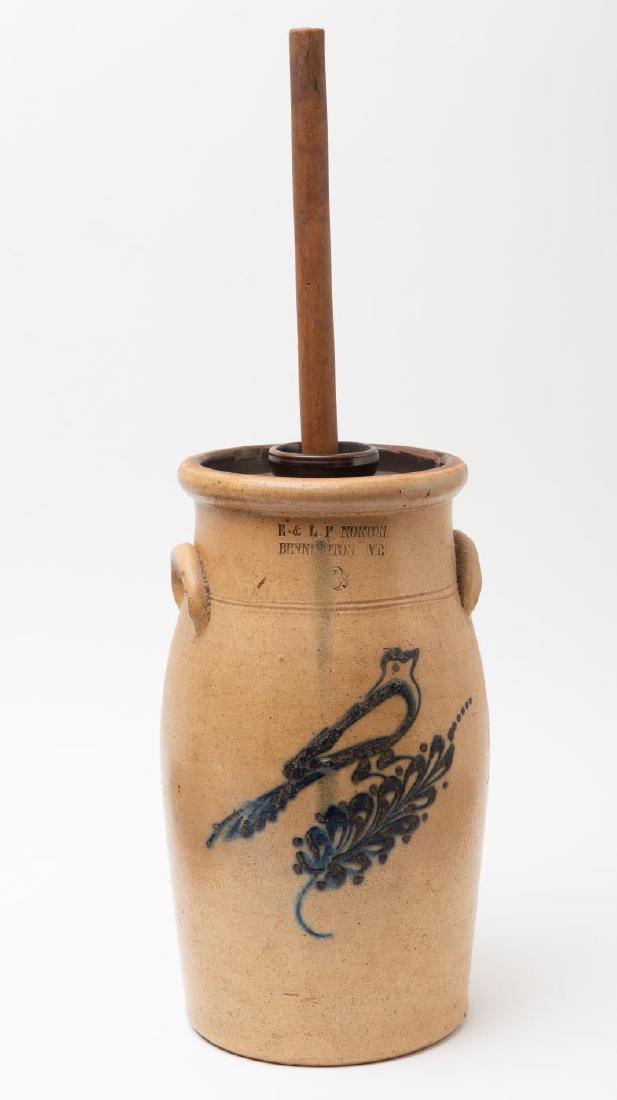 NORTON (3) GALLON STONEWARE CHURN (1 of 4)