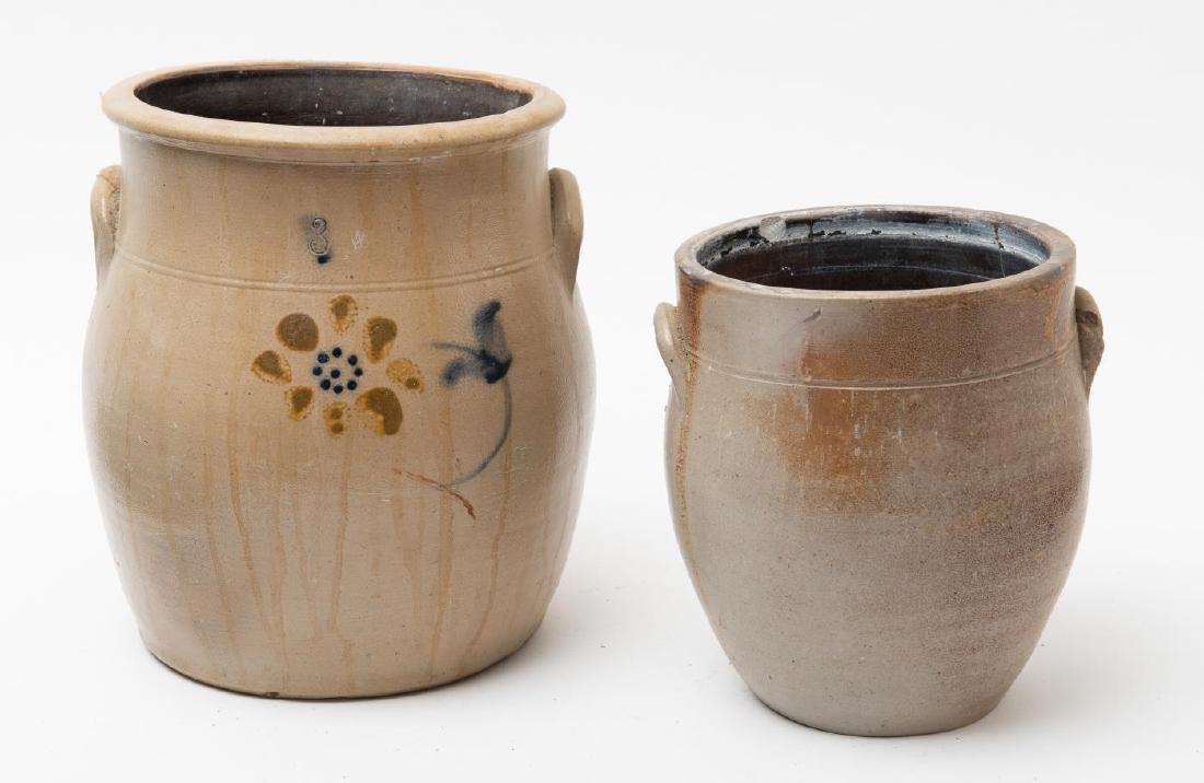 (2) SALTGLAZED STONEWARE CROCKS (1 of 4)