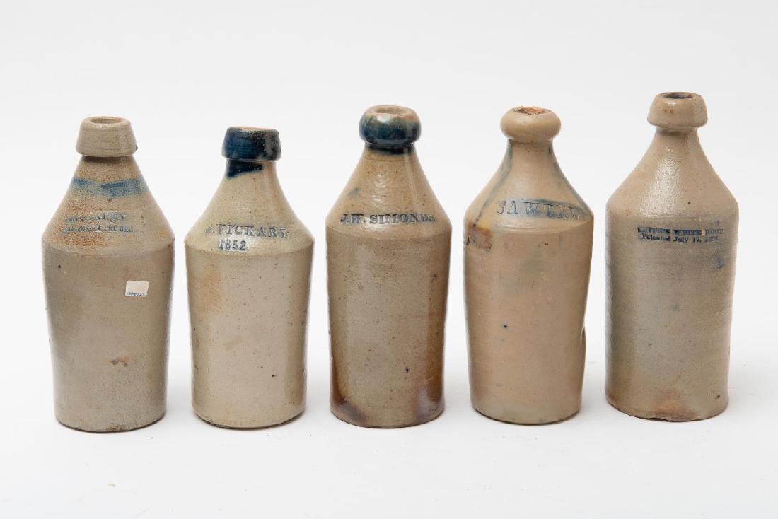 (5) SALTGLAZED STONEWARE BOTTLES (1 of 6)
