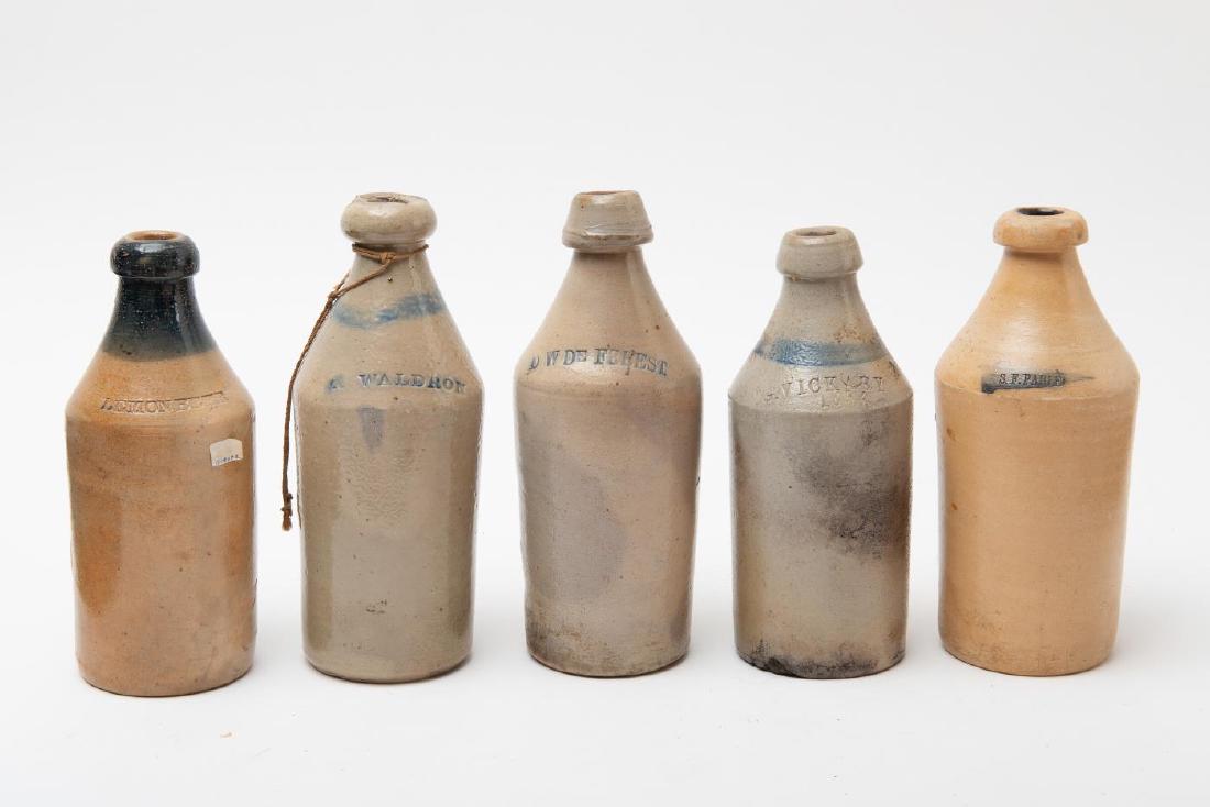 (5) SALTGLAZED STONEWARE BOTTLES (1 of 6)